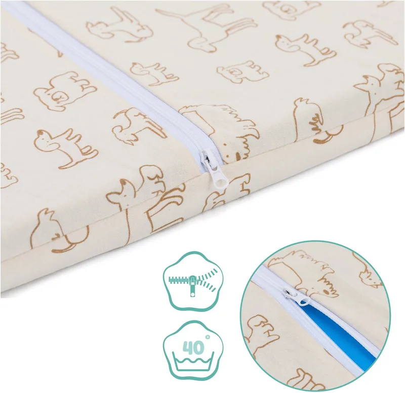 Reisebett-Matratzen Matratze für Reisebett gerollt Jersey Hund, Fillikid, 4 cm hoch, passend für Reisebetten 120 × 60 cm by Fillikid in Beige – product photo 4 of 5