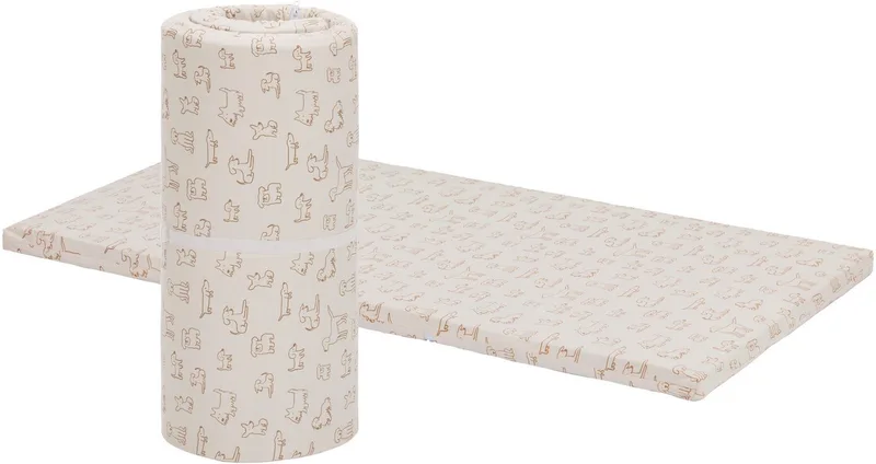 Reisebett-Matratzen Matratze für Reisebett gerollt Jersey Hund, Fillikid, 4 cm hoch, passend für Reisebetten 120 × 60 cm by Fillikid in Beige – product photo