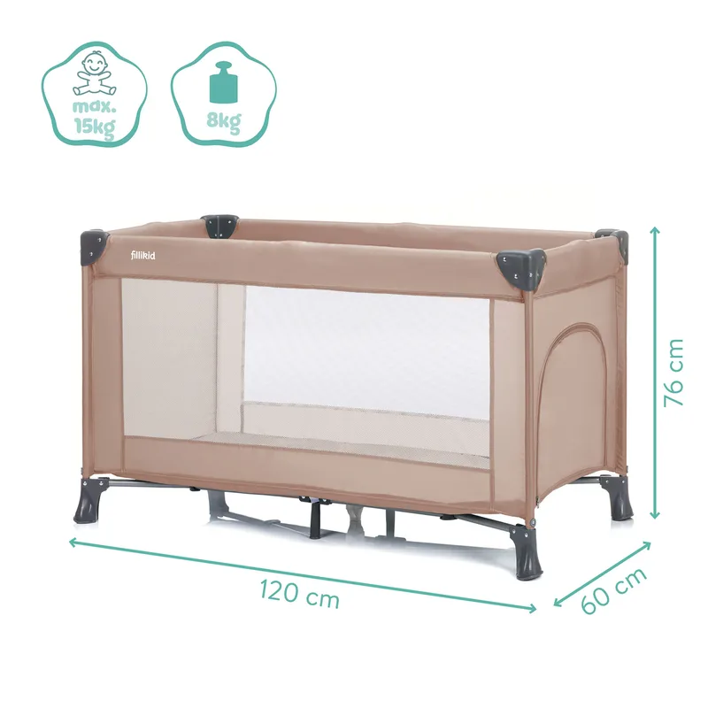 Reisebett Valencia by Fillikid in Brown, 120 × 60 × 76 mm – product photo 1 of 5