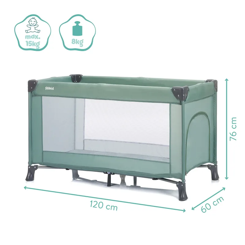 Reisebett Valencia by Fillikid in Green, 120 × 60 × 76 mm – product photo 1 of 3