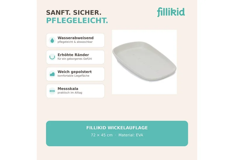 Wickelauflage Wickelmulde Soft Care Exklusiv von Fillikid in Grau – Produktfoto 3 von 5