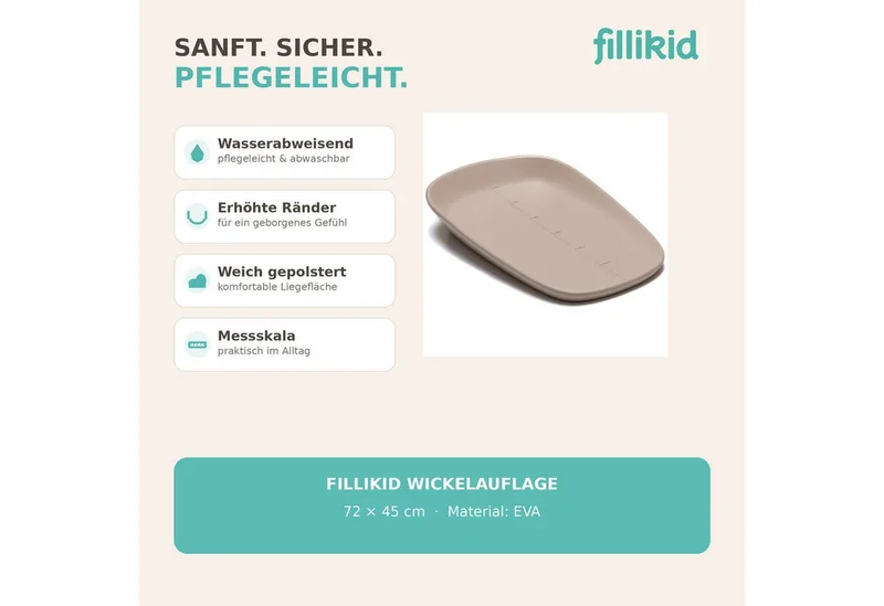 Wickelauflage Wickelmulde Soft Care Exklusiv von Fillikid in Taupe – Produktfoto 3 von 5
