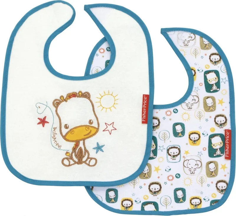 Slabbetjes Giraffe 22 X 28 Cm Junior 2 Stuks van Fisher-Price in Wit – productfoto