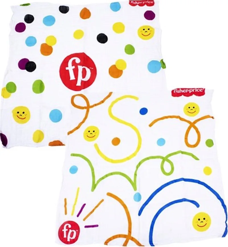 spuugdoek, set van 2 stuks hydrofiele doekjes, 60x60 cm de Fisher-Price en Gemengde kleuren – photo produit