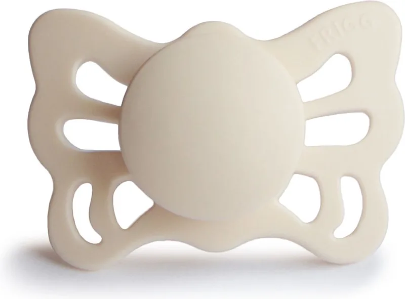 butterfly anatomisch fopspeen silicoon van Frigg in Crème – productfoto