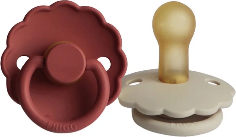 Daisy Fopspeen Baked Clay / Cream 0-6 Mnd 2 Stuks de Frigg en Crème – photo produit