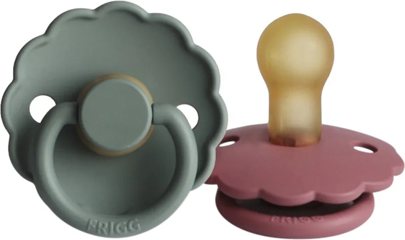 Daisy Fopspeen Dusty Rose / Lily 0-6 Mnd 2 Stuks van Frigg in Groen – productfoto
