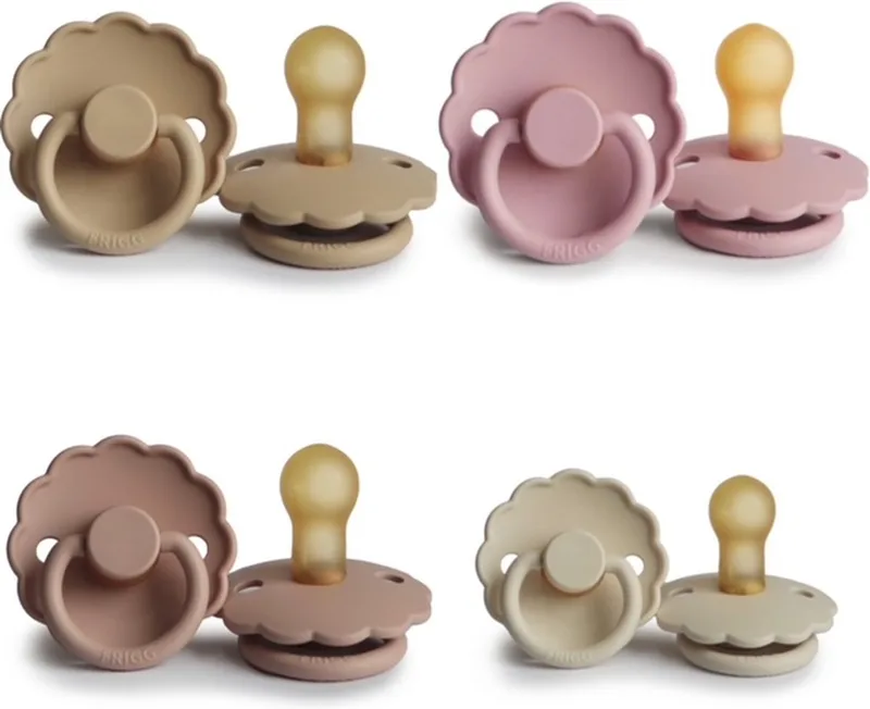 DAISY Fopspeen set 4 stuks 0-6 maand van Frigg in Croissant, Baby Pink, Blush en Cream – productfoto