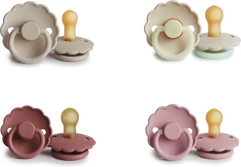 DAISY Fopspeen set 4 stuks 6-18 maand de Frigg en Baby Pink, Powder Blush, Sandstone en Cream Glow – photo produit