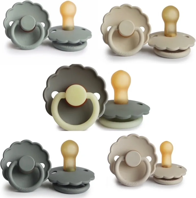DAISY Fopspeen set 5 stuks 0-6 maand de Frigg en Sage, French Gray, Sandstone, Cream en Portobello Night Glow – photo produit