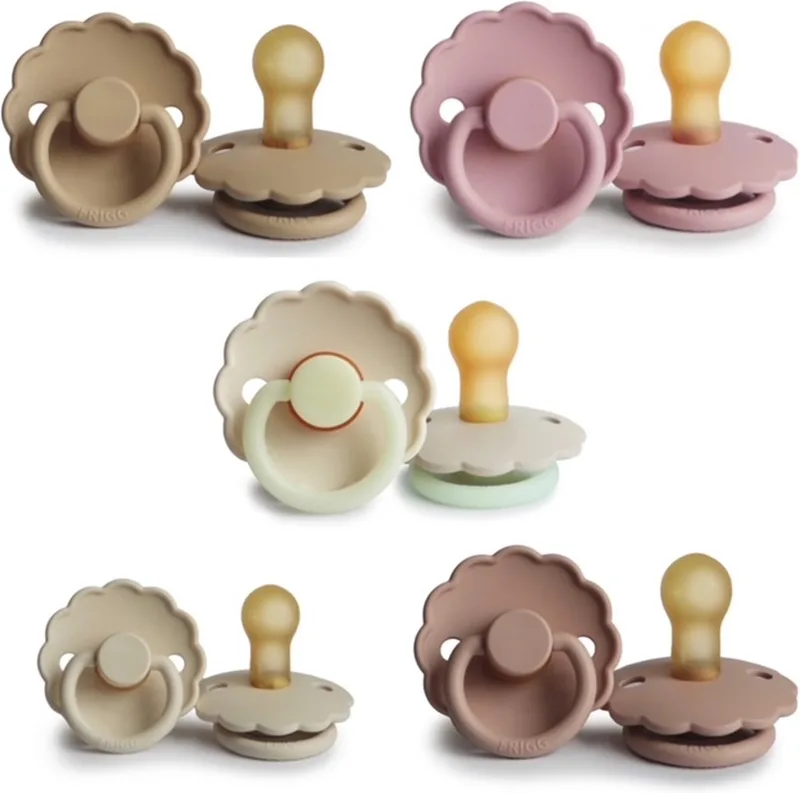 DAISY Fopspeen set 5 stuks Croissant,Baby 6-18 maand de Frigg en Rose, Blush, Cream en Cream Night Glow – photo produit