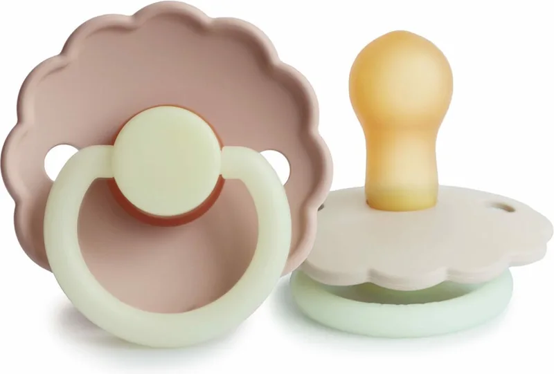 Daisy Glow In The Dark Fopspeen - 2 Stuks - 0-6 Mnd - Cream/Blush de Frigg en Cream Blush – photo produit