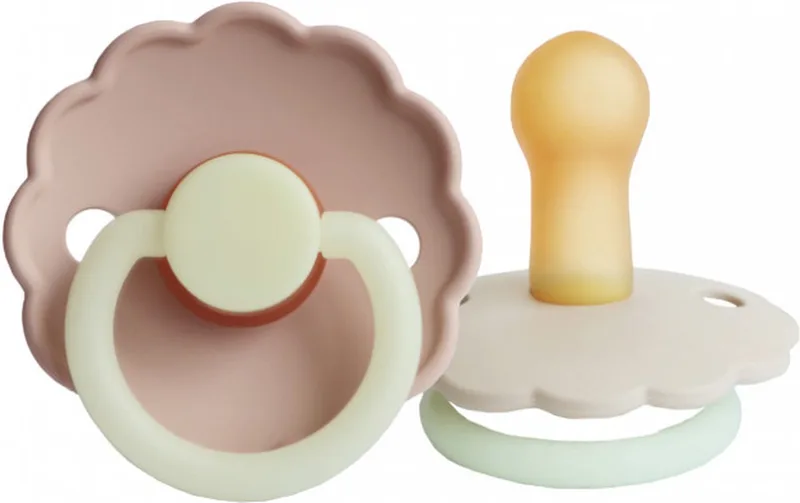Daisy Glow In The Dark Fopspeen - 2 Stuks - 6-18 Mnd - Cream/Blush by Frigg in Cream – product photo