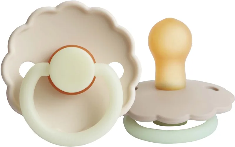Daisy Night Fopspeen - 0-6 mnd (2 stuks) - Croissant/Cream de Frigg en Croissant Cream – photo produit
