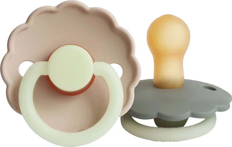 Daisy Night Fopspeen - 0-6 mnd (2 stuks) - Portob./Croissant van Frigg in Blauw – productfoto