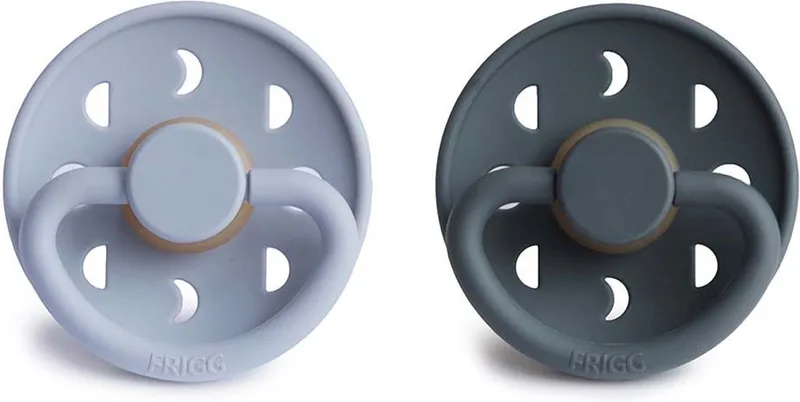 Fopspeen - 2 pack - Moon Phase - Powder Blue/Slate - Maat 2 - 6-18 maanden de Frigg en Bleu – photo produit