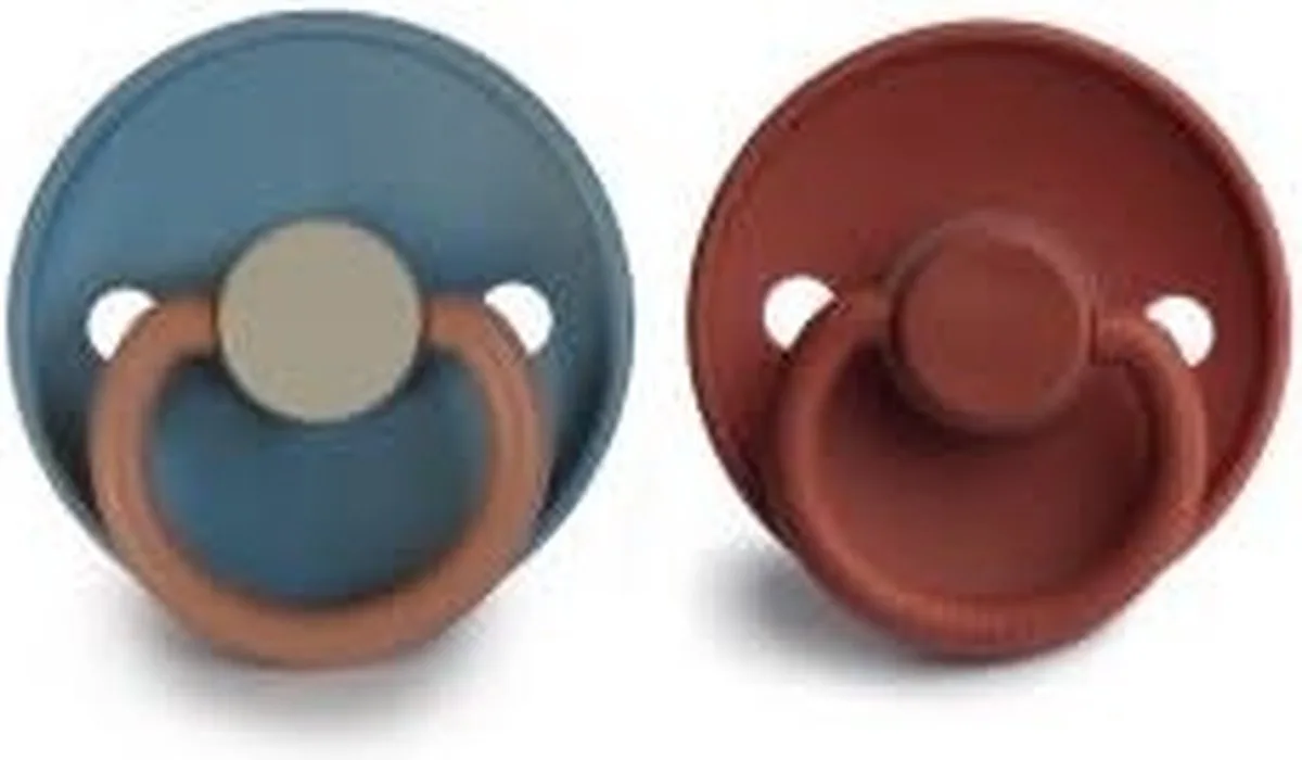 Fopspeen - Color - Latex - Set van 2 - T1 = 0-6mnd - Breeze/Baked Clay de Frigg en Blanc – photo produit
