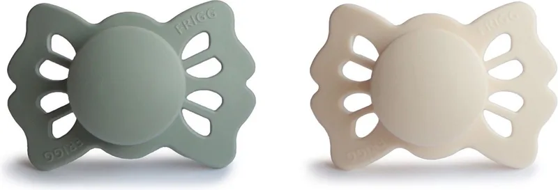 Fopspeen Lucky Cream/Sage T1 0-6mnd (2 stuks) van Frigg in Crème – productfoto