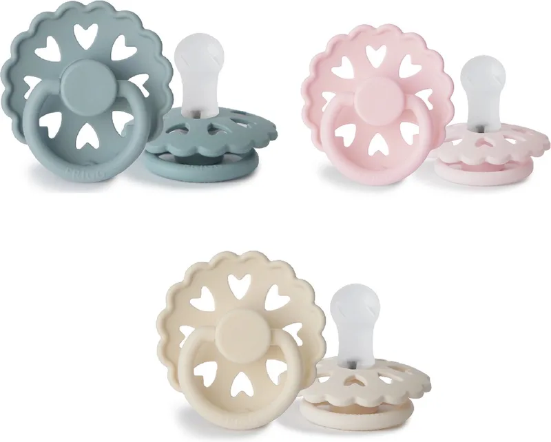 Fopspeen set 3 stuks - Siliconen - Maat 1 - van 0-6 maanden - Cream - Stone Blue - Primrose de Frigg en Fairytale – photo produit