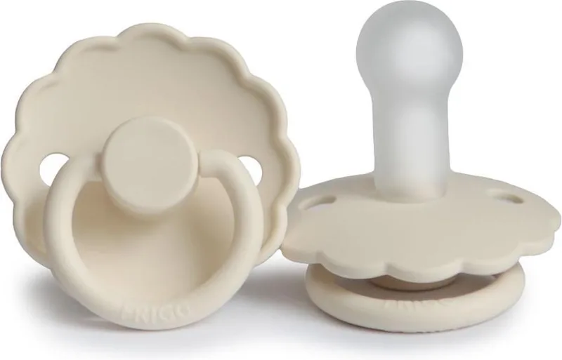 fopspeen siliconen Daisy - cream / 6-18 maanden de Frigg en Off white – photo produit