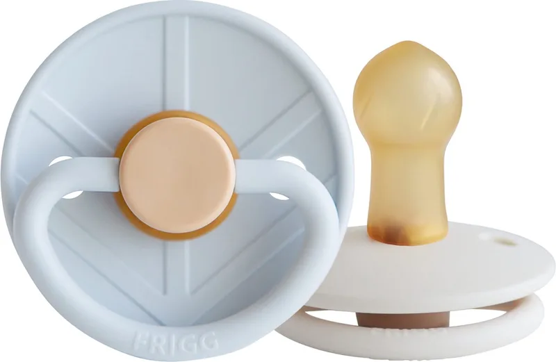 Little Viking Fopspeen - Rond - 2 Stuks - 0-6 Mnd - Powder Blue/Cream van Frigg in Blauw – productfoto
