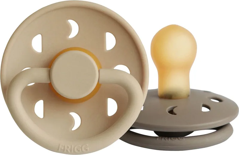 Moon Fopspeen Croissant / Portobello 0-6 Mnd 2 Stuks van Frigg in Bruin zand – productfoto