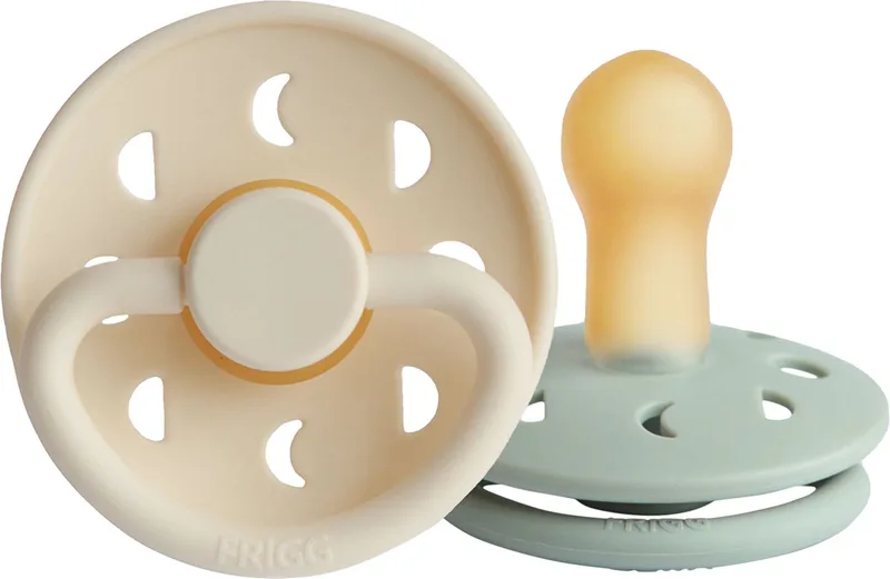 Moon Fopspeen - Rond - 2 Stuks - 6-18 Mnd - Cream/Sage van Frigg in Crème – productfoto