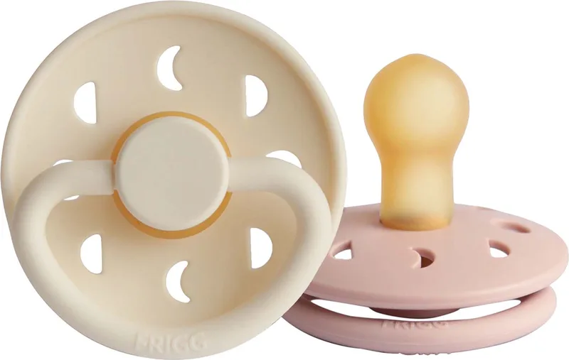 Moon Fopspeen - Rond - 2 Stuks - 6-18 Mnd - Croissant/Portobello van Frigg in Beige – productfoto