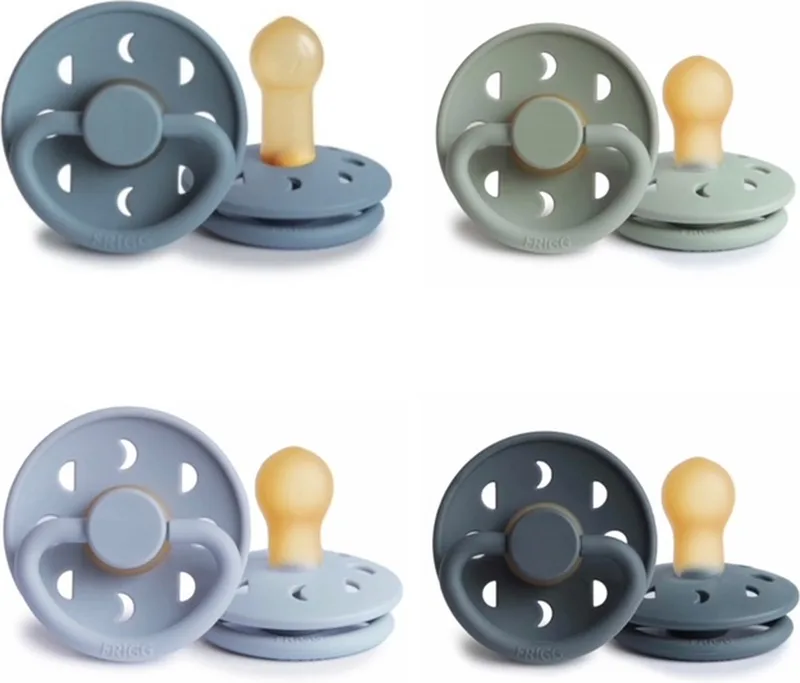 Moon Fopspeen set 4 stuks 0-6 maand maat 1 de Frigg en Sage, Powder Blue, Stone Blue en Slate – photo produit