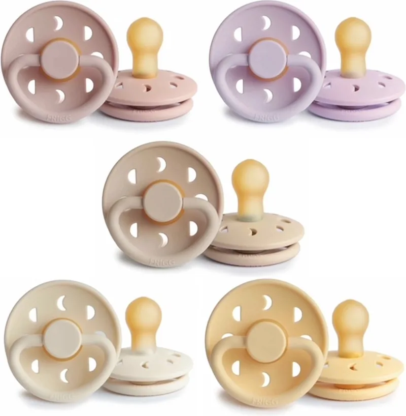 Moon Fopspeen set 5 stuks 0-6 maand maat 1 de Frigg en Soft Lilac, Blush, Croissant, Cream en Pale Daffodil – photo produit