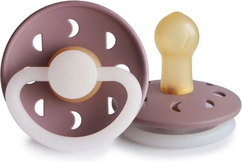 Moon latex fopspeen 0-6M glow in the dark Twilight Mauve Night van Frigg in [Paars] – productfoto