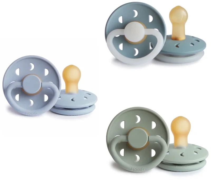 Moon Latex Fopspeen set 3 stuks 6-18 maand maat 2 de Frigg en Sage, Powder Blue en Stone Blue Night – photo produit