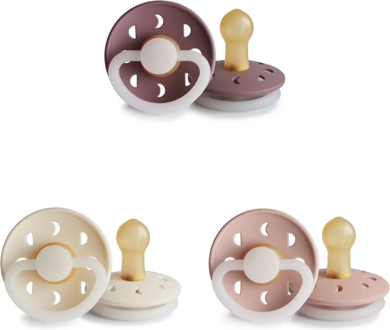 Moon Night Fopspeen set 3 stuks 0-6 maand maat 1 de Frigg en Cream Night, Blush Night en Twilight Mauve Moon Night – photo produit