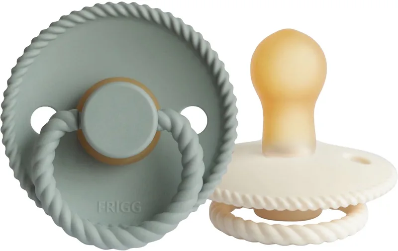 Rope Fopspeen - Rond - 2 Stuks - 0-6 Mnd - Cream/Sage von Frigg in Cream Sage – Produktfoto
