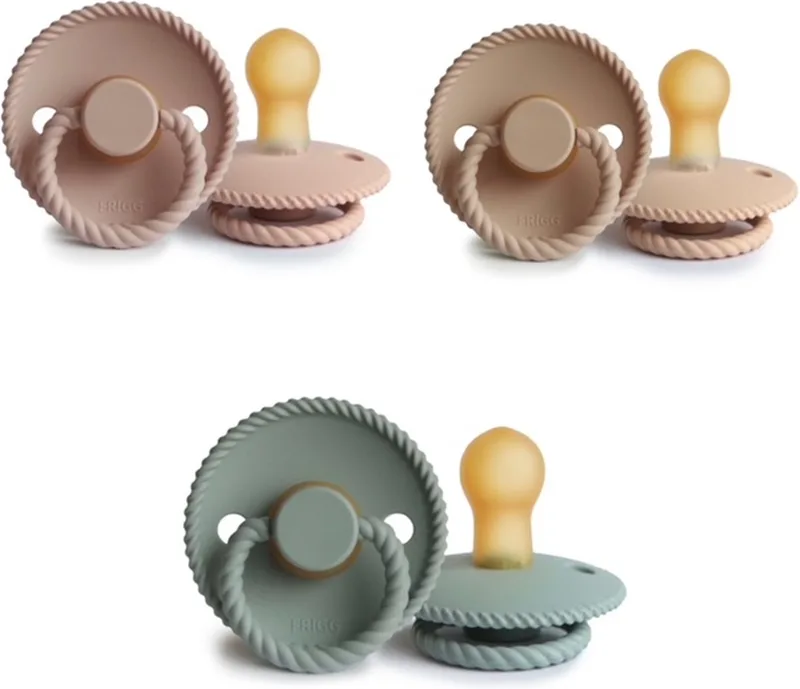 ROPE Fopspeen set 3 stuks 0-6 maand de Frigg en Blush, Croissant en Sage – photo produit