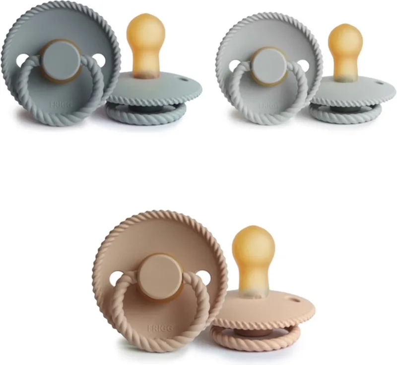 ROPE Fopspeen set 3 stuks 0-6 maand de Frigg en French Gray, Silver Gray en Croissant – photo produit