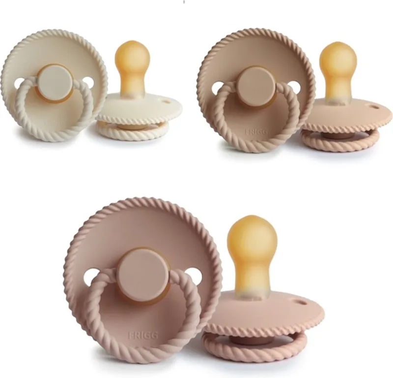 ROPE Fopspeen set 3 stuks 6-18 maand van Frigg in Crème, Blush en Croissant – productfoto