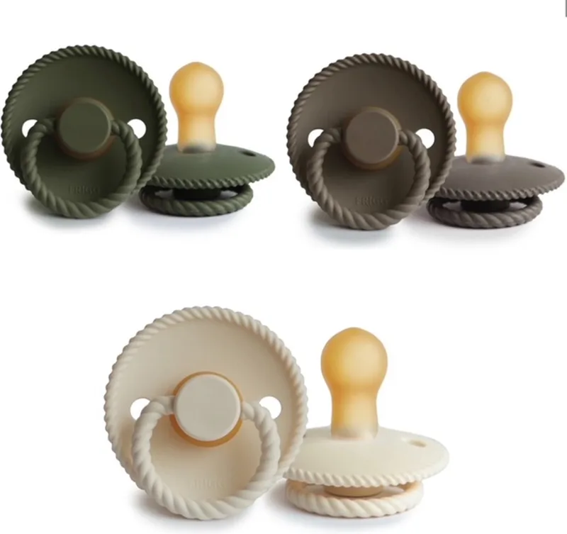 ROPE Fopspeen set 3 stuks 6-18 maand by Frigg in Olive, Portobello en Cream – product photo