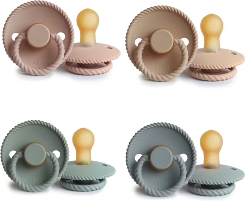 ROPE Fopspeen set 4 stuks 0-6 maand van Frigg in Blush, Croissant, Sage en French Gray – productfoto