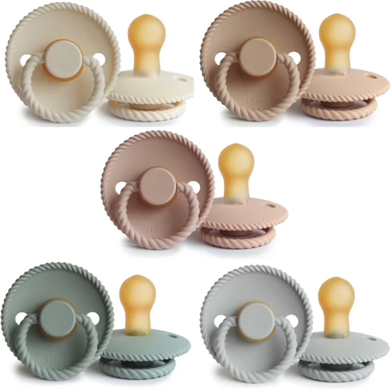 ROPE Fopspeen set 5 stuks 6-18 maand von Frigg in Creme, Blush, Croissant, Sage en Silver Gray – Produktfoto