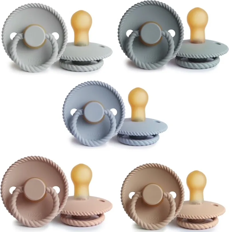 ROPE Fopspeen set 5 stuks French Gray, Silver Gray, Croissant, Blush en Powder Blue 6-18 maand de Frigg en French Gray, Silver Gray, Croissant, Blush en Powder Blue – photo produit