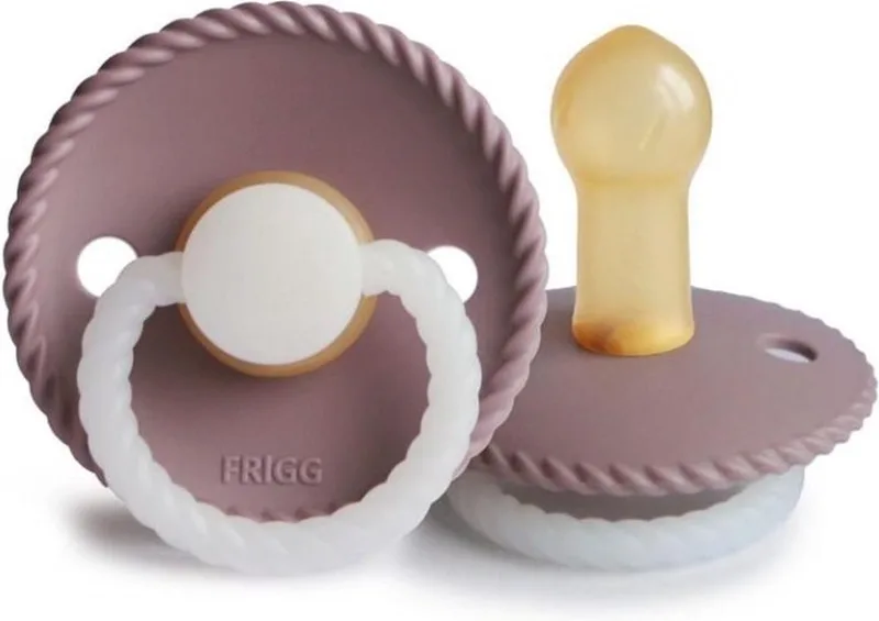 Rope latex fopspeen 0-6M glow in the dark Twilight Mauve Night van Frigg in Mauve Night maat 1 – productfoto
