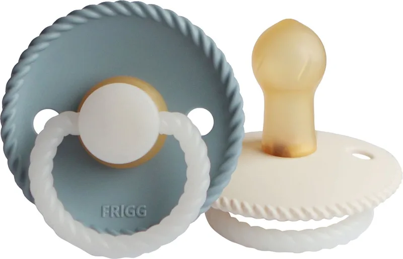 Rope Night Fopspeen - 6-18 mnd (2 stuks) - Stone Blue/Cream van Frigg in Blauw – productfoto