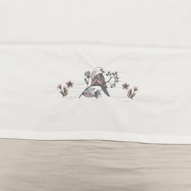 Ledikantlaken 100x150 cm – Katoen – Geborduurde Print by Funnababy in White – product photo