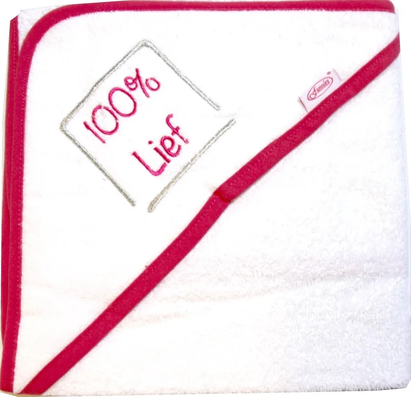 Badcape - 80cm/80cm "100% lief" van Funnies in Wit – productfoto
