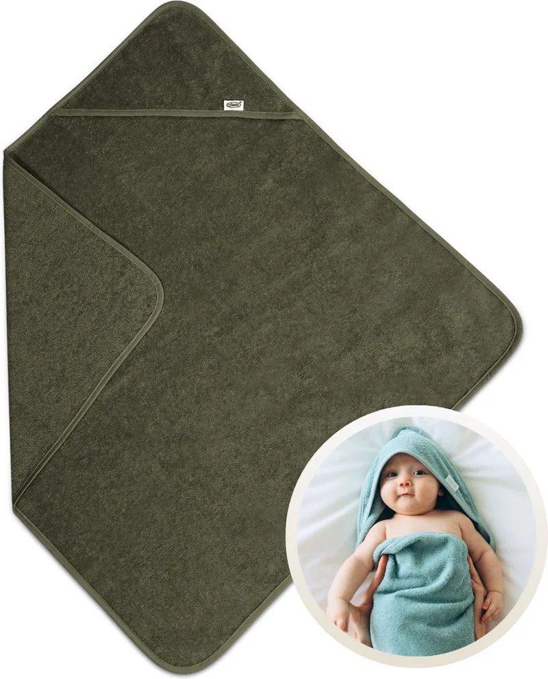 Badcape 80x80 cm - Zachte Badcape Baby / Omslagdoek / Handdoek met Capuchon - Gemaakt van 100% Katoenen Badstof - Absorberend en Comfortabel - Perfect voor Warmte en Droogte na het Badderen van Funnies in Forest – productfoto