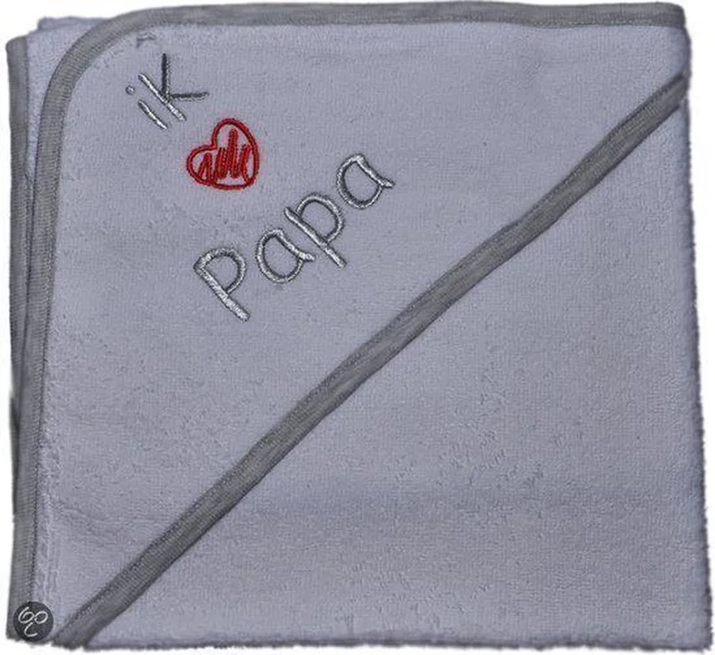 Badcape - Ik hou van papa wit/grijs/zilver van Funnies in Wit – productfoto