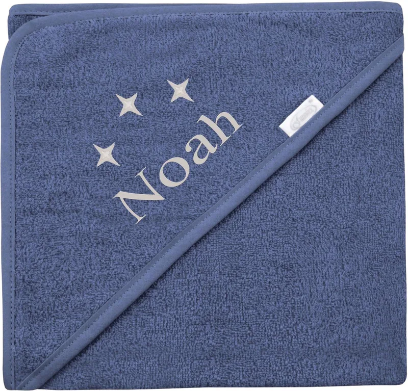 Badcape uni line - met GRATIS geborduurde naam van Funnies in Silk blue – productfoto