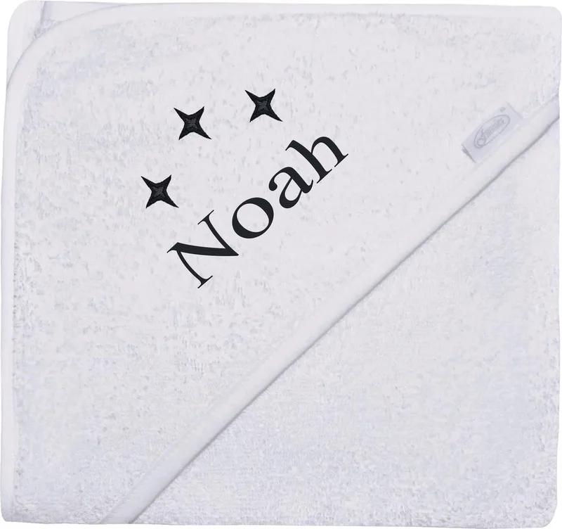 Badcape uni line - met GRATIS geborduurde naam de Funnies en Blanc – photo produit