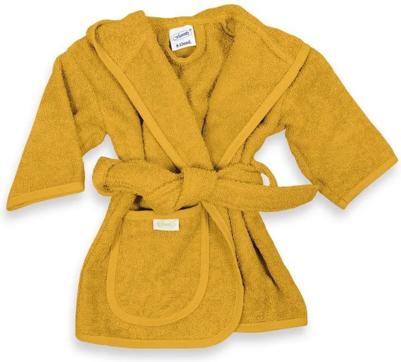 Badjas 0-12 Maanden Baby Badjas, Badjas Kinderen, Peuterbadjas - 100% Katoenen Badstof - Zacht en Absorberend - Perfect na Zwemmen, Douchen of Badderen - Ideaal als Cadeau voor Baby’s en Kinderen från Funnies i Ochre – produktbild